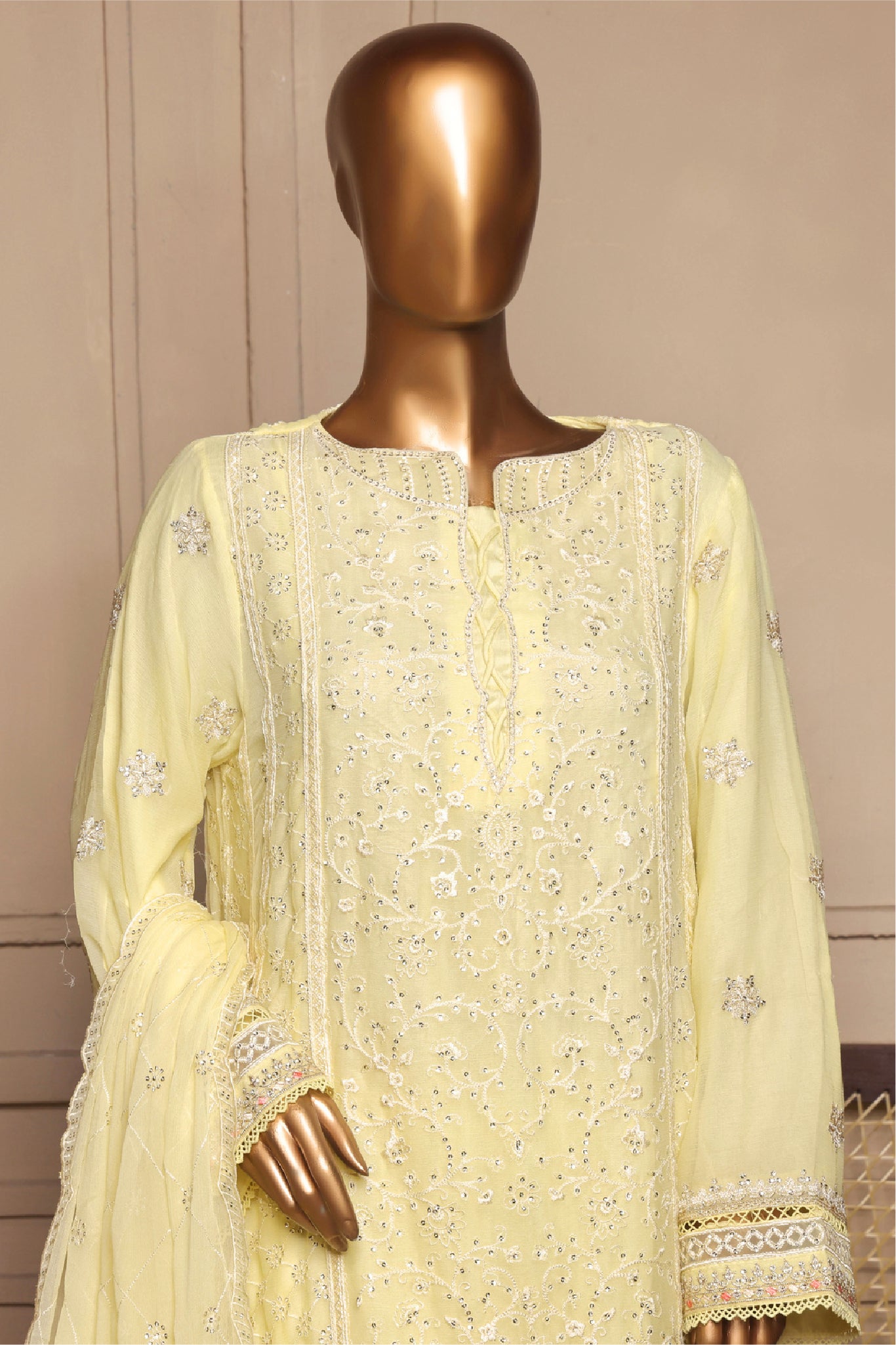 Bin Saeed Stitched 3 Piece Fancy Formals Collection'2025-OMSC-2293-Yellow