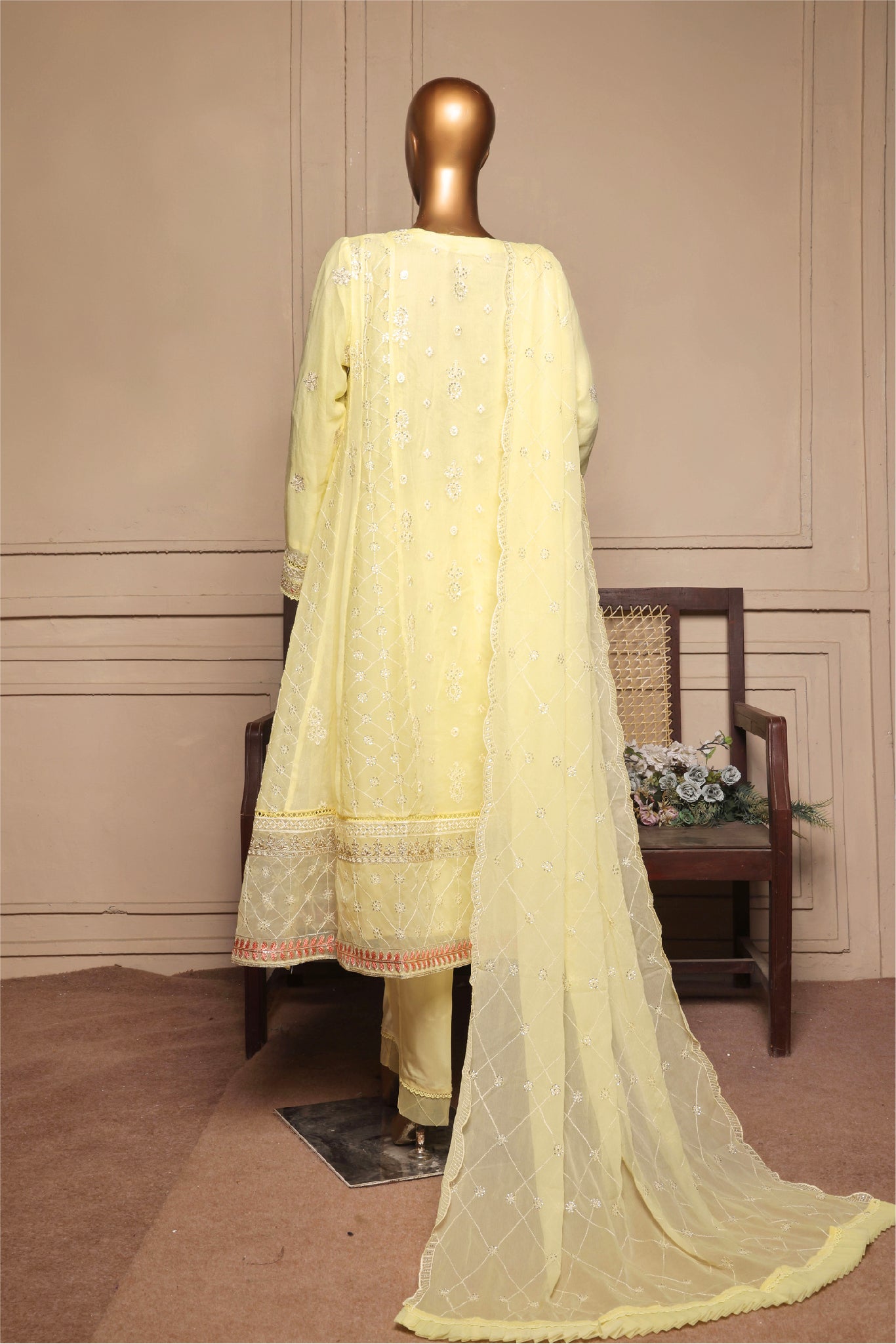 Bin Saeed Stitched 3 Piece Fancy Formals Collection'2025-OMSC-2293-Yellow