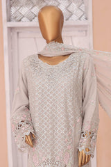 Gira By Bin Saeed Stitched 3 Piece Luxury Emb Chiffon Collection'2024-OMSC-978-Grey