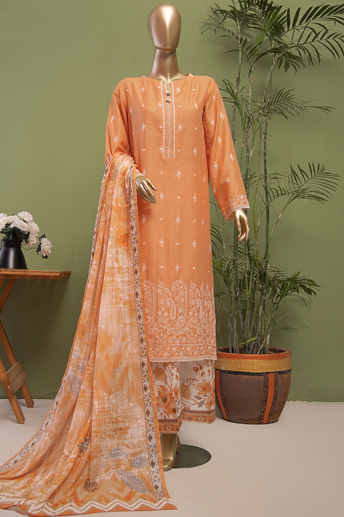 Oriental By HZ Unstitched 3 Piece Emb Printkari Bana Dora Collection'2025-OPK-18