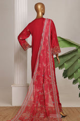 Bin Saeed Stitched 3 Piece Luxury Collection'2025-OWCS-2306-Red