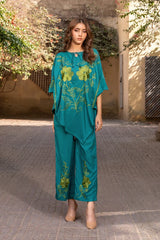Dhaga Stitched 2 Piece Summer Suit-Mystic Green