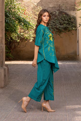 Dhaga Stitched 2 Piece Summer Suit-Mystic Green