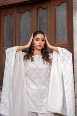 Dhaga Stitched Summer Women Suit-Zehra Cape Set