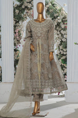 Bin Saeed Stitched 3 Piece Luxury Emb Organza Festive Frock Vol-01 Collection'2024-OWS-1221-Grey