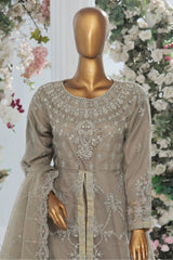 Bin Saeed Stitched 3 Piece Luxury Emb Organza Festive Frock Vol-01 Collection'2024-OWS-1221-Grey