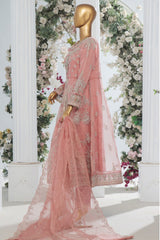 Bin Saeed Stitched 3 Piece Luxury Emb Organza Festive Frock Vol-01 Collection'2024-OWS-1222-Pink