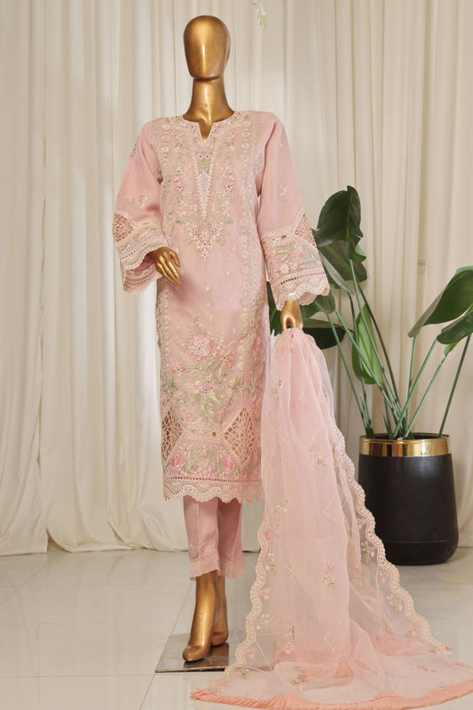 Bin Saeed Stitched 3 Piece Emb Chiffon Collection'2025-OWS-1790-Pink