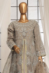 Bin Saeed Stitched 3 Piece Luxury Emb Organza Frock Collection'2025-OWS-1832-Grey