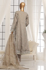 Bin Saeed Stitched 3 Piece Luxury Emb Organza Frock Collection'2025-OWS-1832-Grey