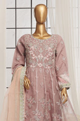 Bin Saeed Stitched 3 Piece Luxury Emb Organza Frock Collection'2025-OWS-1833-T Pink