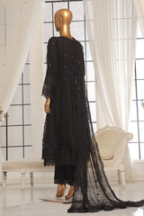 Bin Saeed Stitched 3 Piece Luxury Emb Organza Frock Collection'2025-OWS-1834-Black