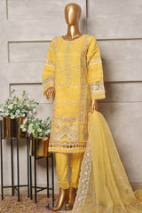 Bin Saeed Stitched 3 Piece Festive Formals Emb Organza Collection'2024-OWS-346-Yellow