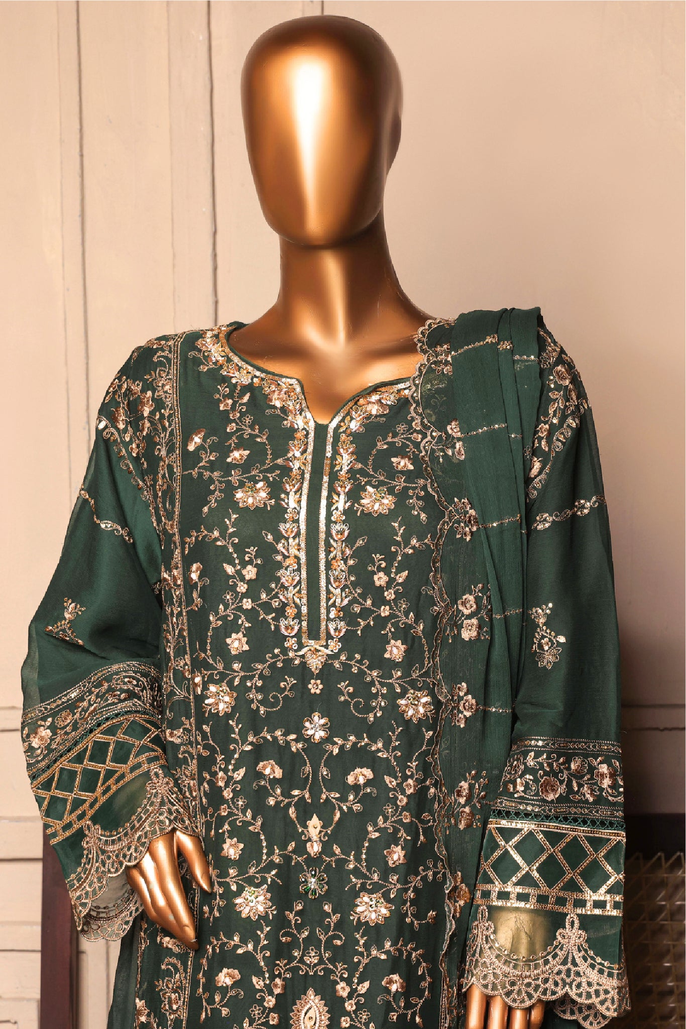 Bin Saeed Stitched 3 Piece Fancy Formals Collection'2025-Owsc-2295-Green