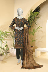 Almeerah Unstitched 3 Piece Floral Lawn Print Collection'2025-Olive Mocha