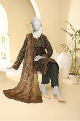 Almeerah Unstitched 3 Piece Floral Lawn Print Collection'2025-Olive Mocha