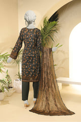 Almeerah Unstitched 3 Piece Floral Lawn Print Collection'2025-Olive Mocha