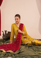 Zaaviay Stitched 3 Piece Luxury Formals Collection'2025-Olive Splash