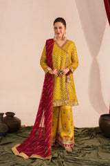Zaaviay Stitched 3 Piece Luxury Formals Collection'2025-Olive Splash