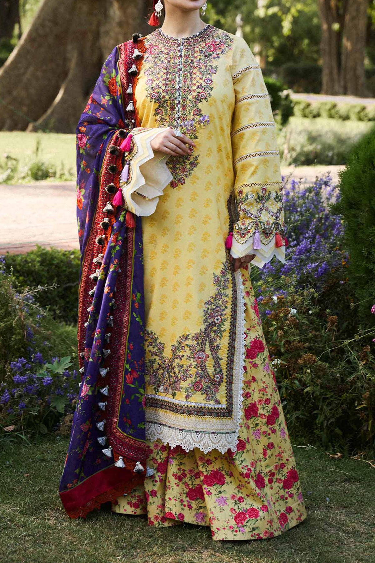 SS Lawn By Hussain Rehar Unstitched 3 Piece Emb Lawn Collection'2024-Opal