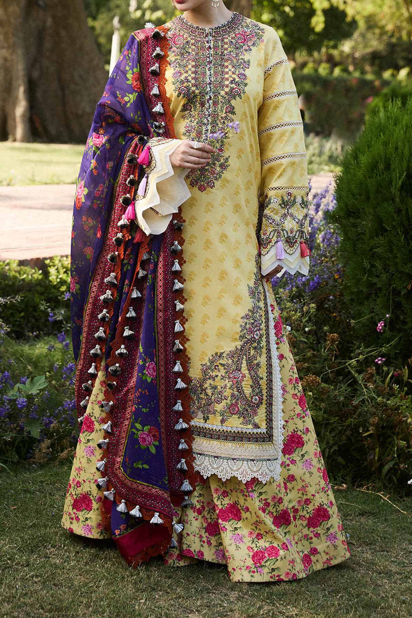 SS Lawn By Hussain Rehar Unstitched 3 Piece Emb Lawn Collection'2024-Opal