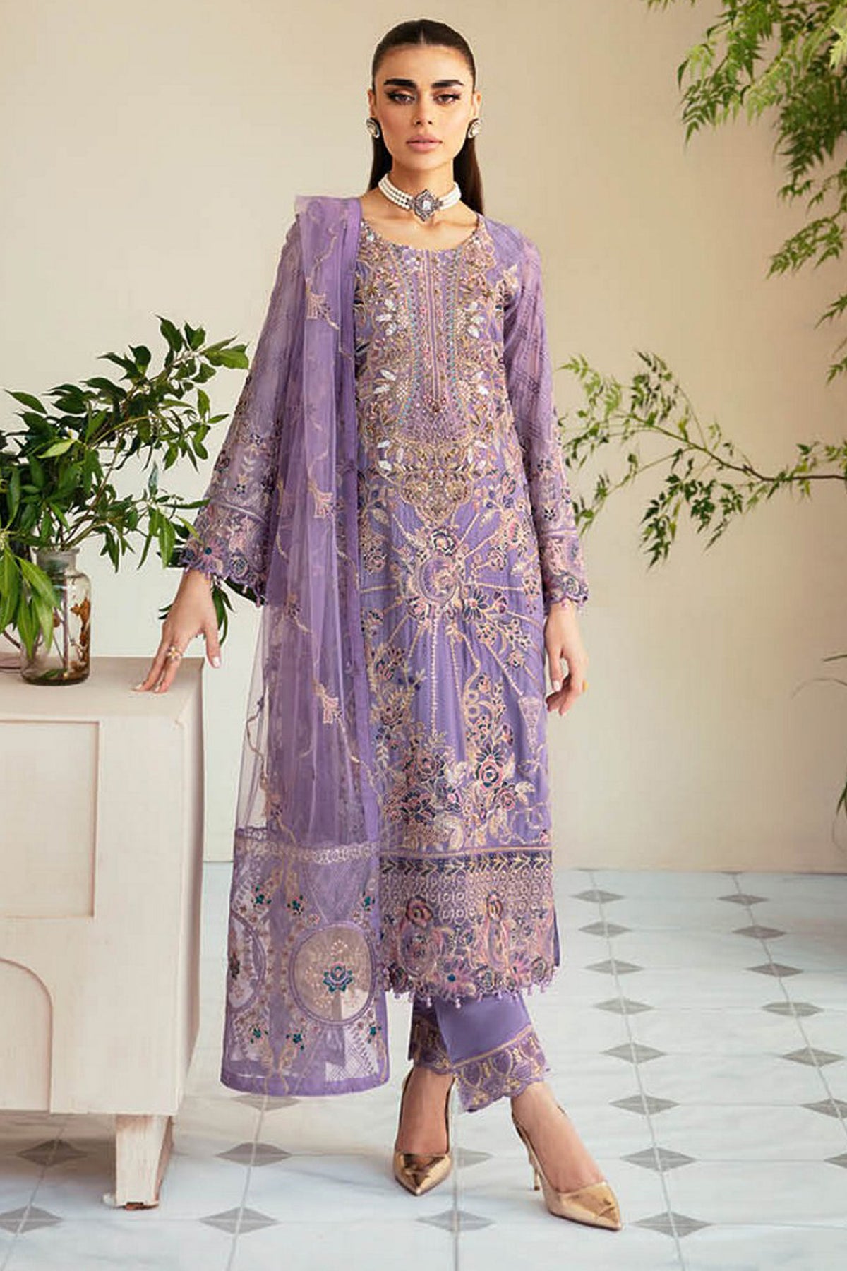 Dastoor By Ramsha Unstitched 3 Piece Luxury Chiffon Vol-01 Collection'2024-P-104