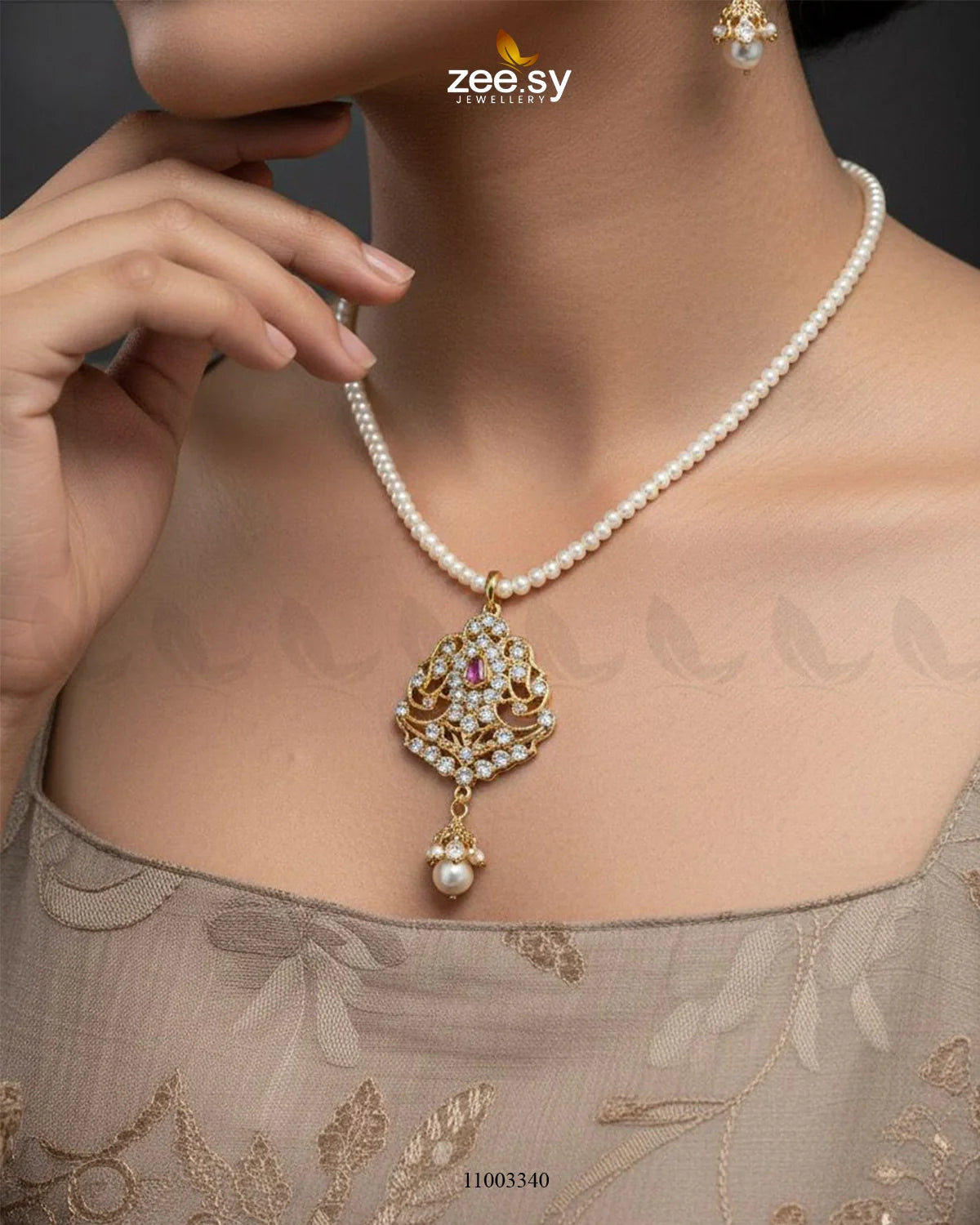 NECKLACE-0728 Pink - Zeesy Jewellery