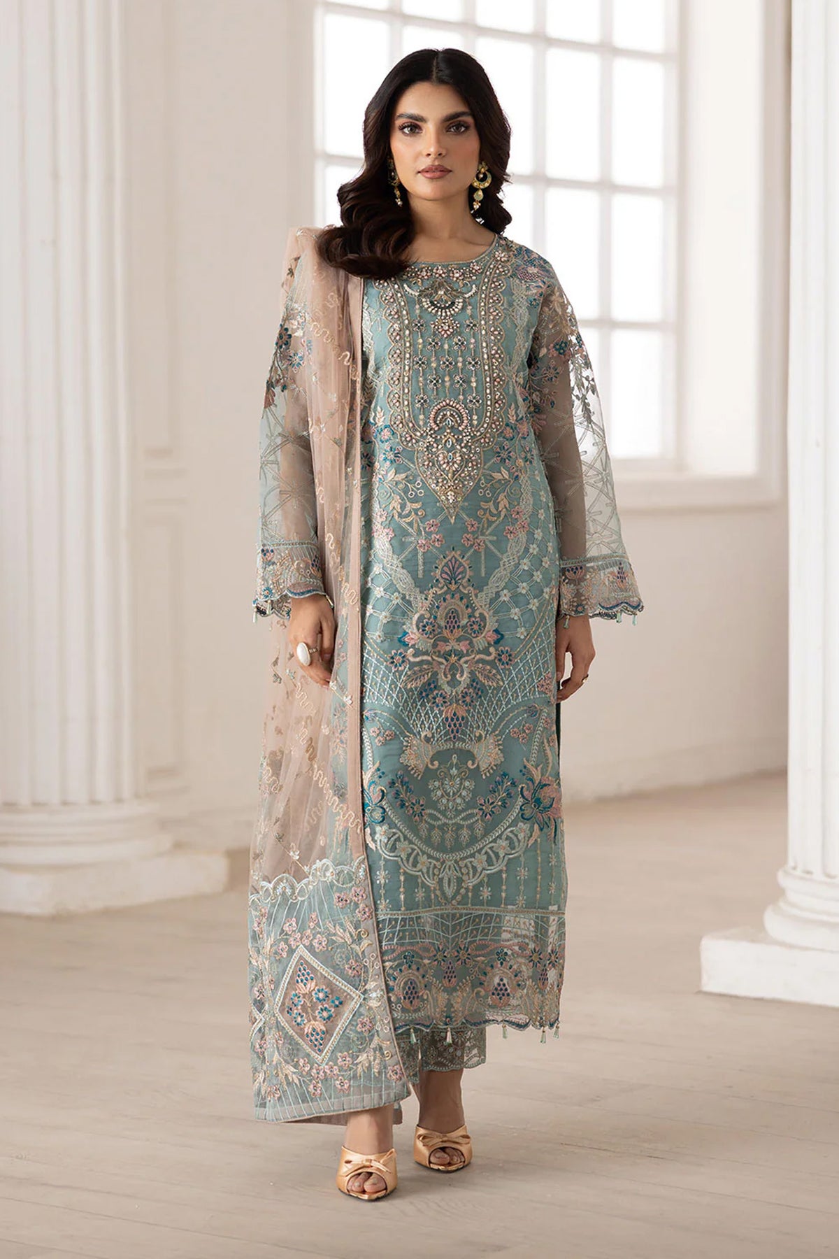 Dastoor by Ramsha Unstitched 3 Piece  Organza Vol-02 Collection'2025-P-203