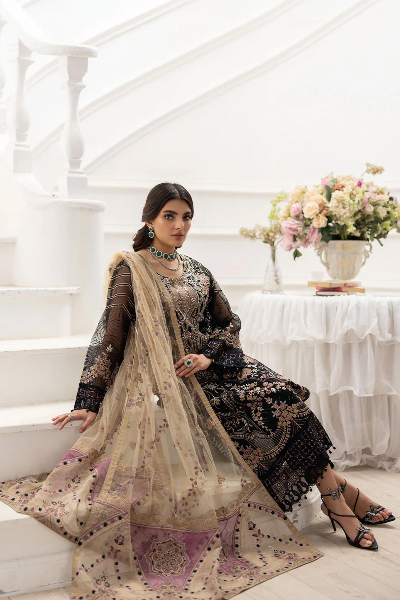Dastoor by Ramsha Unstitched 3 Piece  Organza Vol-02 Collection'2025-P-206