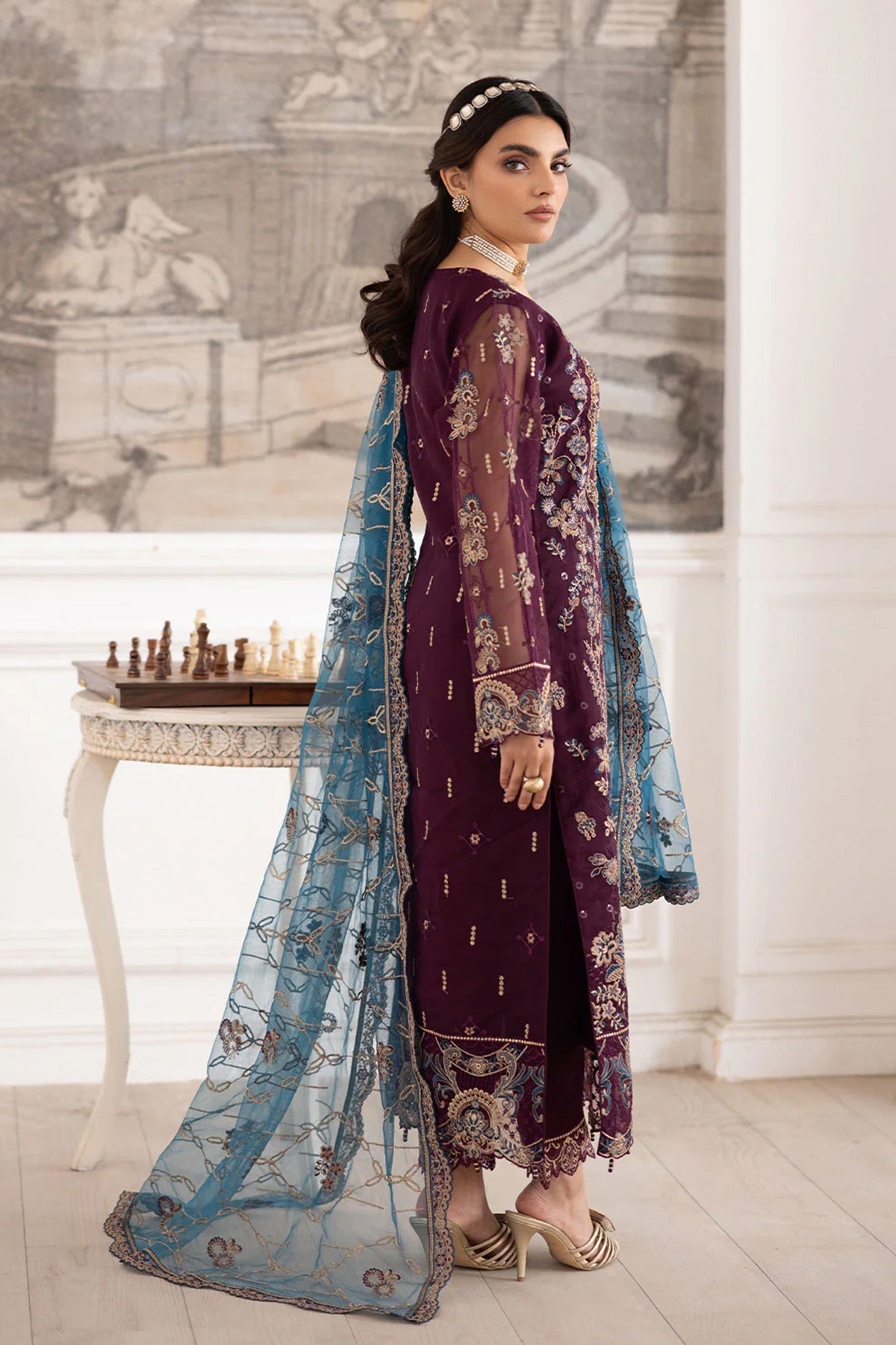 Dastoor by Ramsha Unstitched 3 Piece  Organza Vol-02 Collection'2025-P-210