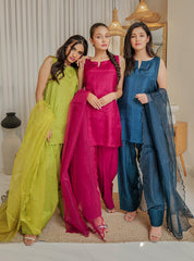 Rangeen Stitched 3 Piece Formals-Lime Lux