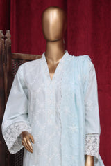 Bin Saeed Stitched 3 Piece Luxury Plain Emb Cotton Vol-03 Collection-PC-1809-Ferozi