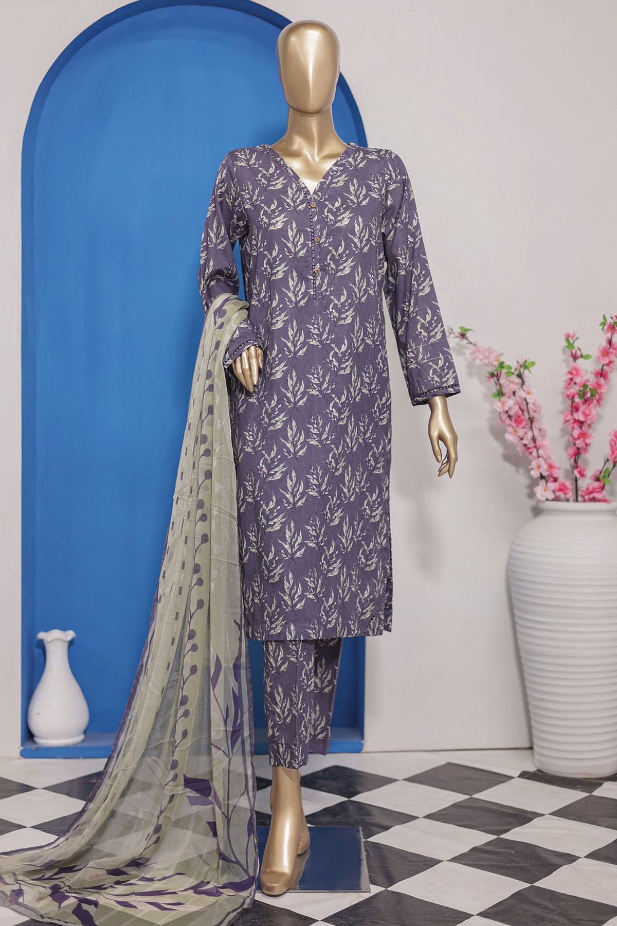 HZ Platinum Unstitched 3 Piece Digital Printed Co Ords Collection'2024-PCP-04-B