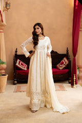 Manahils Stitched Formals Kurti-B-007-Off White