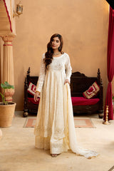 Manahils Stitched Formals Kurti-B-007-Off White