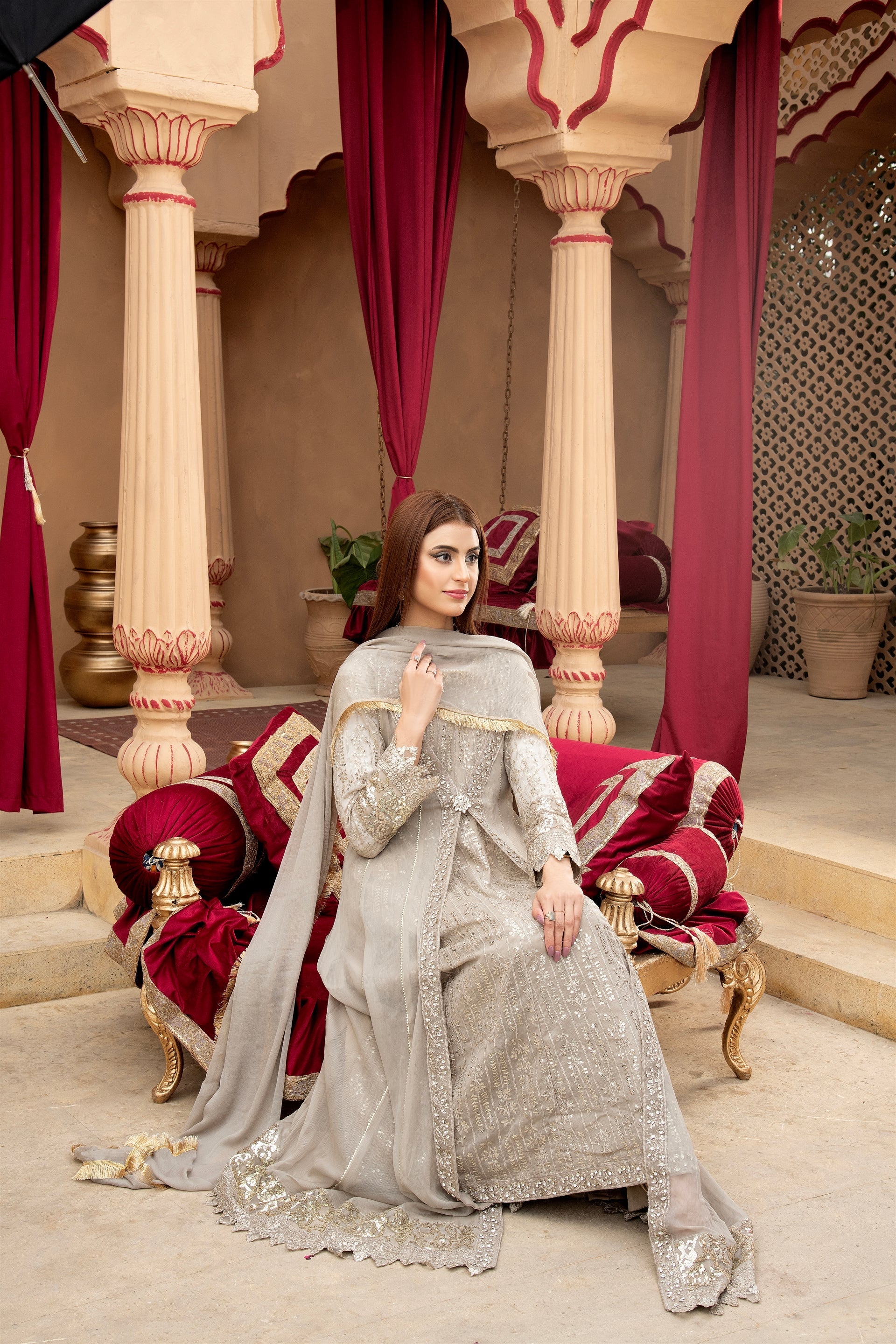 Manahils Stitched Formals Kurti-B-005-Sand