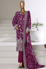 Laser Fusion By Sada Bahar Stitched 3 Piece Chikankari Khaddar Collection'2025-PCK-04-Purple