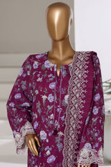 Laser Fusion By Sada Bahar Stitched 3 Piece Chikankari Khaddar Collection'2025-PCK-04-Purple