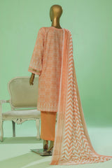 Printkari By HZ Stitched 3 Piece Prints Chikankari Vol-03 Collection'2025-PEC-059-Coral