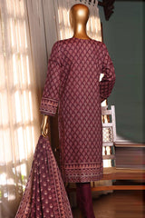 HZ Premium Unstitched 3 Piece Fancy Emb Printed Lawn Collection'2024-PEC-184