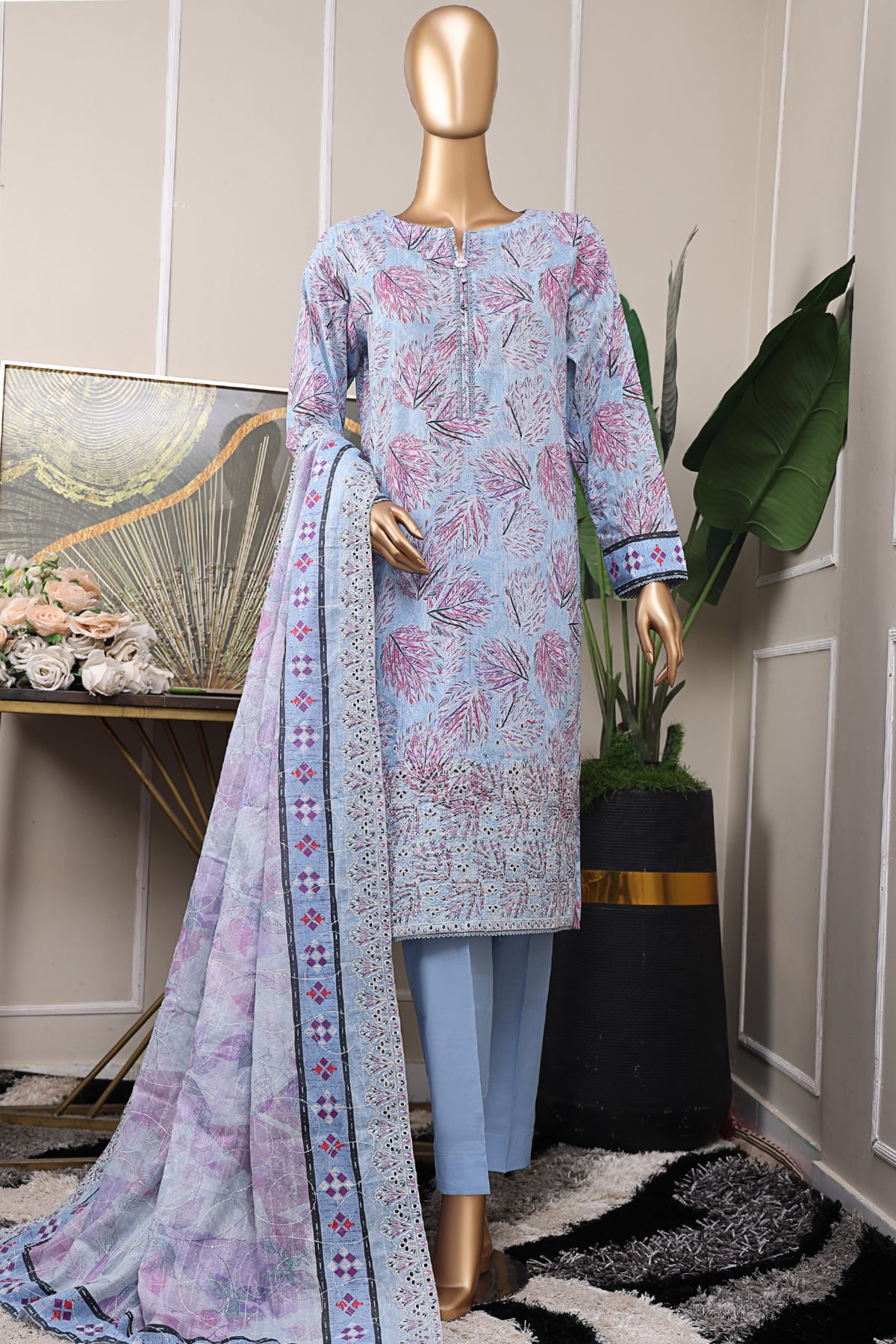 HZ Premium Unstitched 3 Piece Emb Lawn Vol-06 Collection'2025-PEC-527