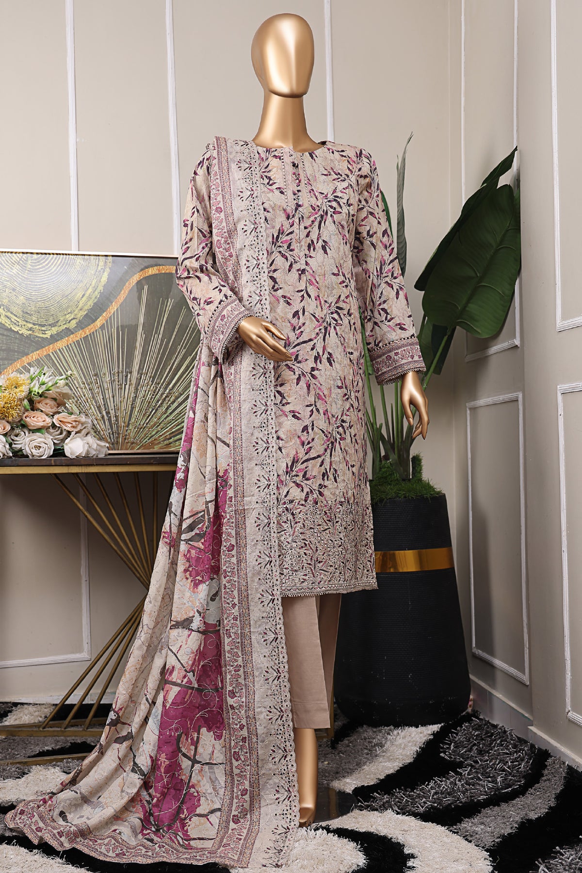 HZ Premium Unstitched 3 Piece Emb Lawn Vol-06 Collection'2025-PEC-529