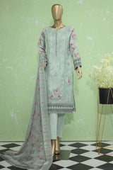 Hz Premium Unstitched 3 Piece Embroidered Lawn Collection'2024-PEC-905