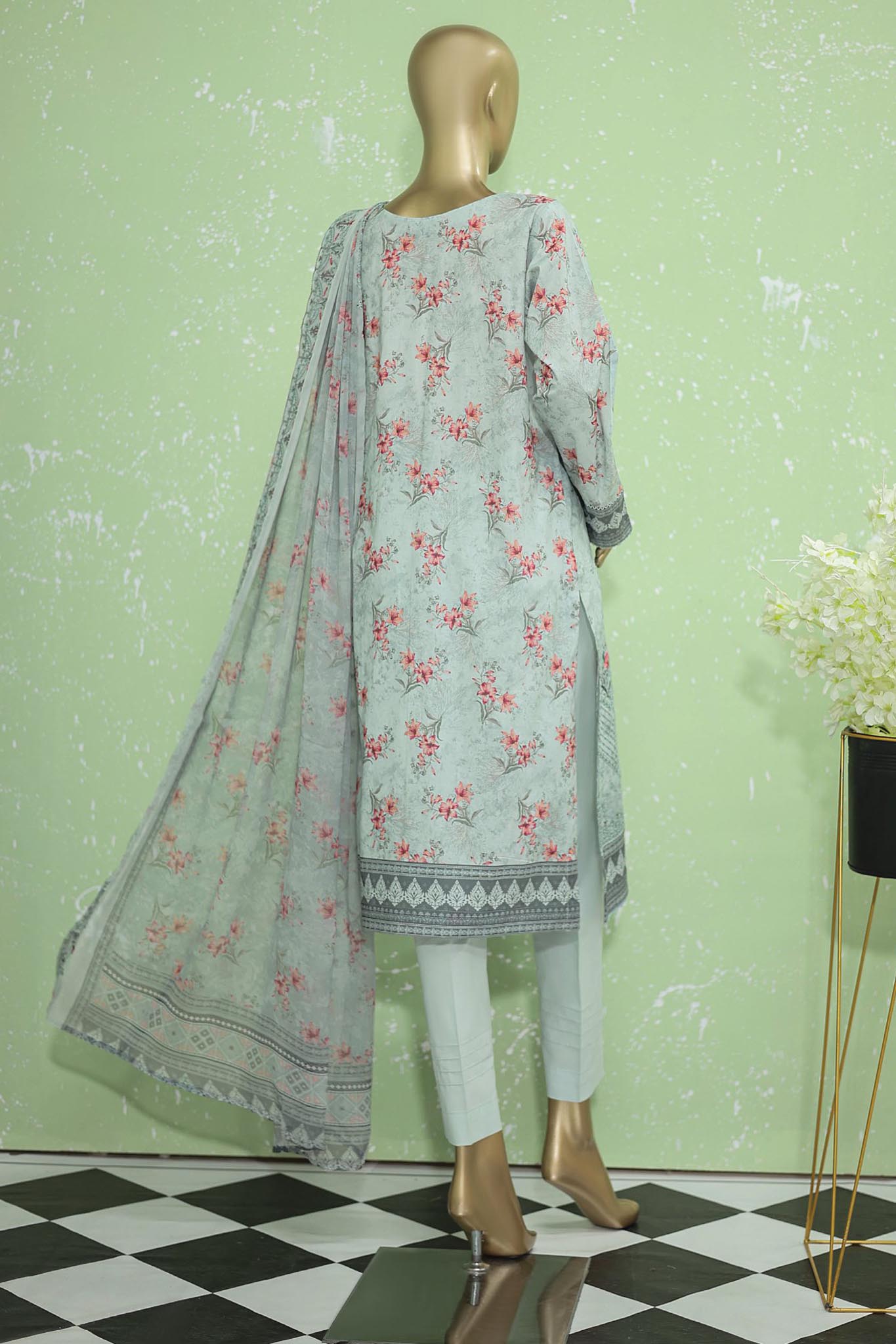 Hz Premium Unstitched 3 Piece Embroidered Lawn Collection'2024-PEC-905