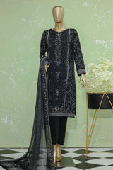 Hz Premium Unstitched 3 Piece Embroidered Lawn Collection'2024-PEC-906