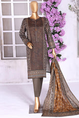 Aashkaar by Hz Stitched 3 Piece Printed & Emb Lawn Vol-01 Collection'2024-PEL-403-A-Brown