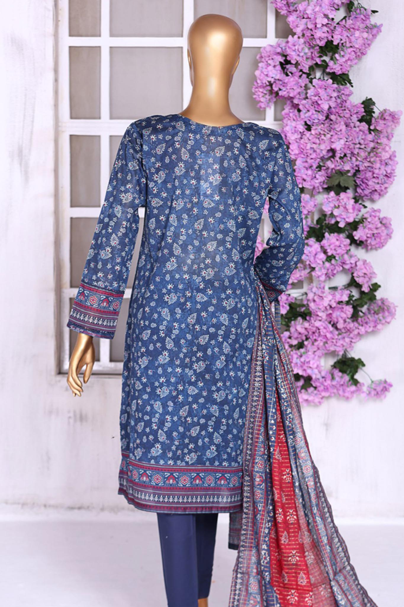 Aashkaar by Hz Stitched 3 Piece Printed & Emb Lawn Vol-01 Collection'2024-PEL-403-B-Blue