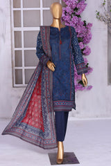 Aashkaar by Hz Stitched 3 Piece Printed & Emb Lawn Vol-01 Collection'2024-PEL-403-B-Blue