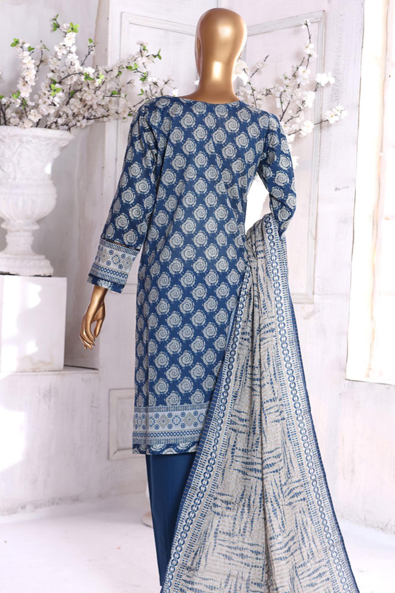 Aashkaar by Hz Stitched 3 Piece Printed & Emb Lawn Vol-01 Collection'2024-PEL-404-B-Ink Blue