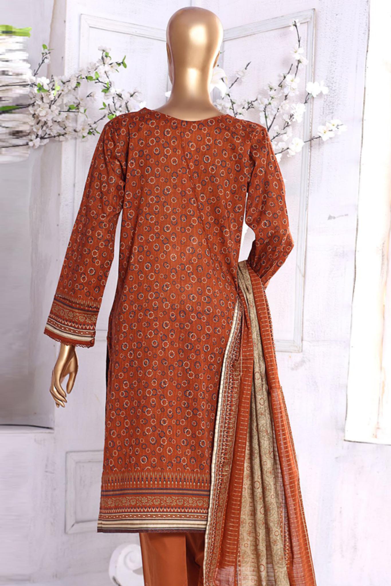 Aashkaar by Hz Stitched 3 Piece Printed & Emb Lawn Vol-01 Collection'2024-PEL-405-A-Rust